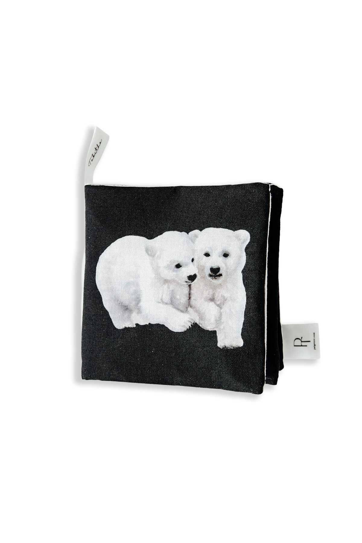 Small pouch with white polar bears design on a black background