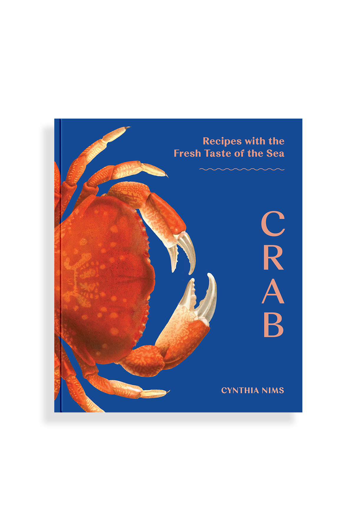 Book cover with a crab illustration and text on a blue background