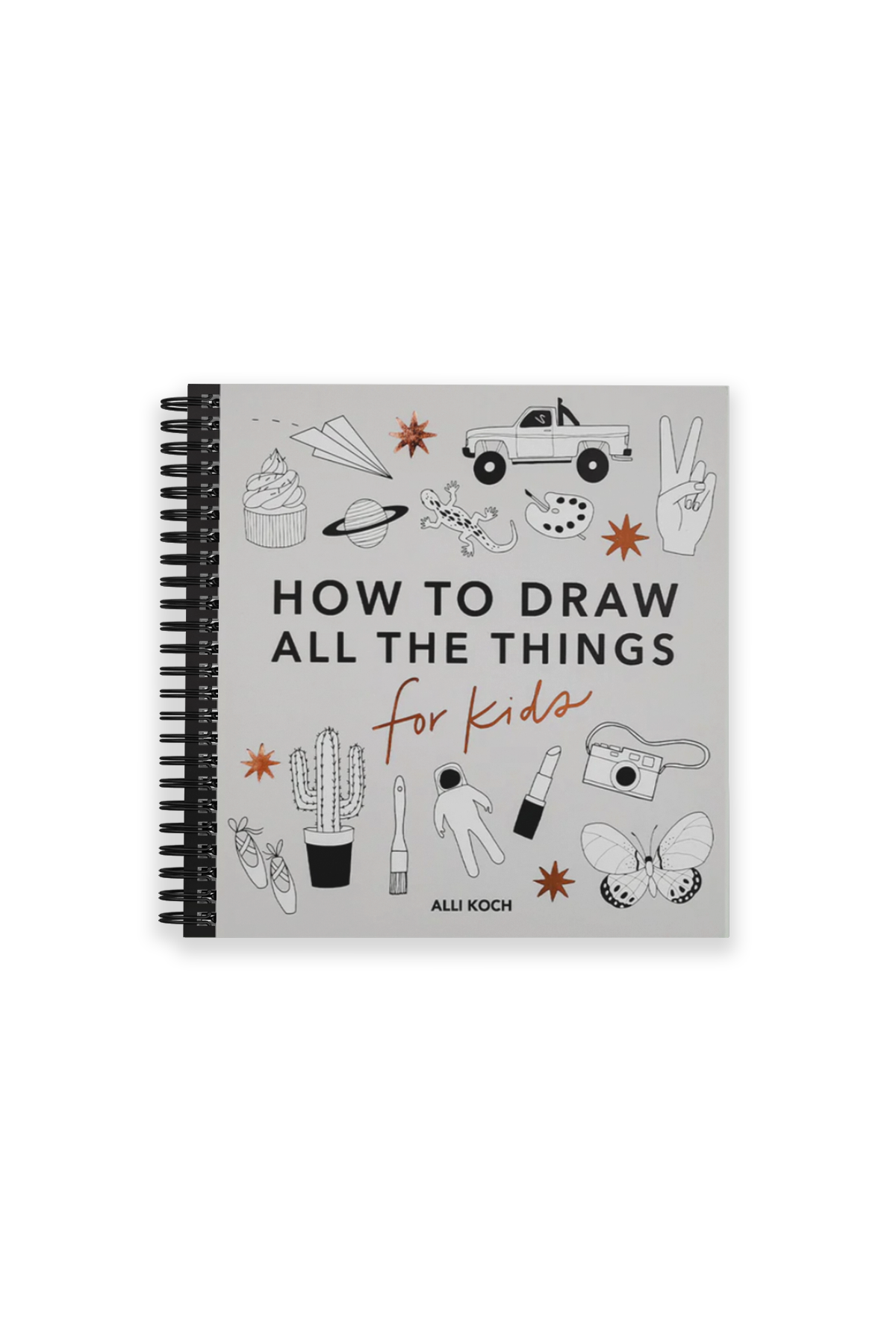 Book titled 'How to Draw All the Things for Kids' with illustrations on a white background