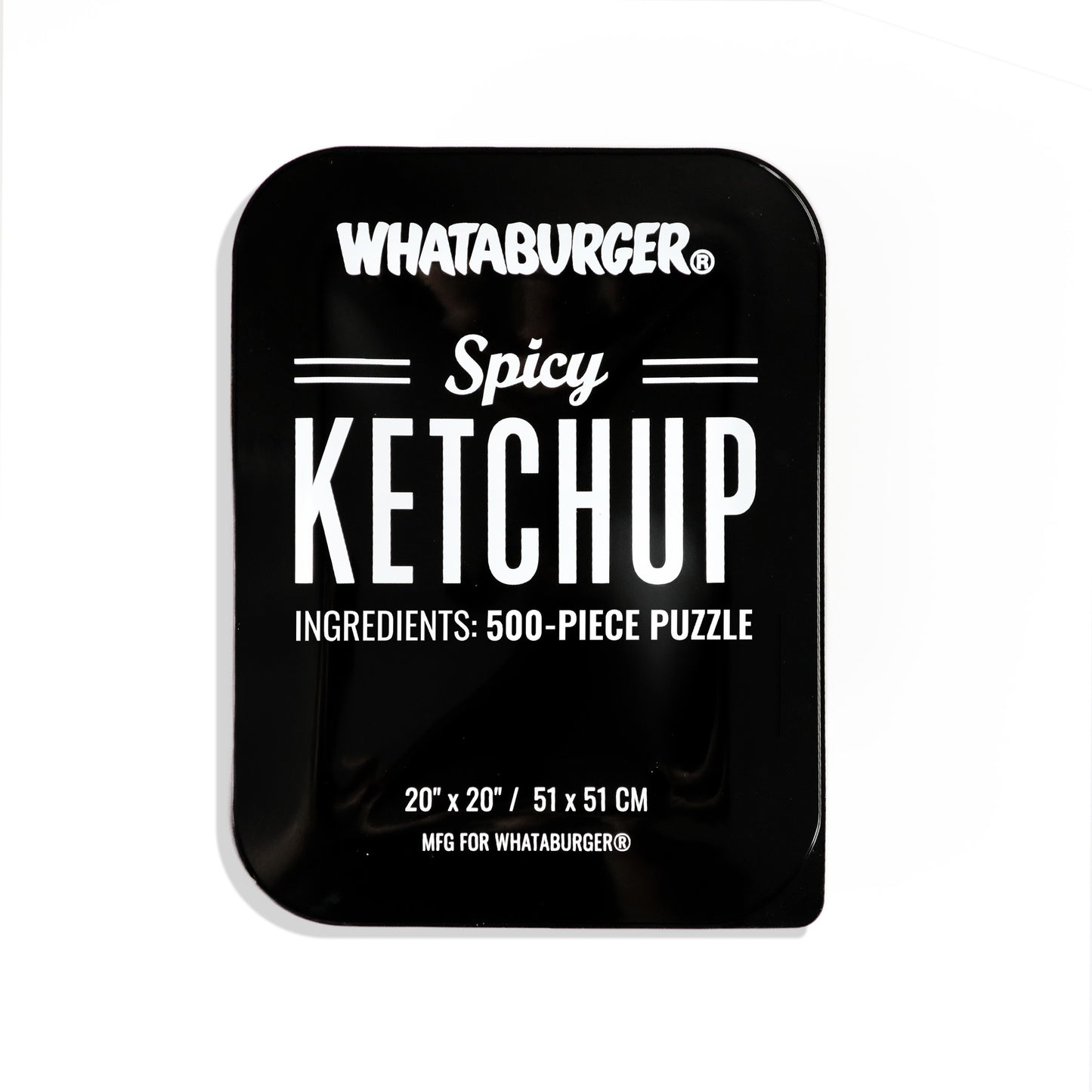 Whataburger Spicy Ketchup puzzle packaging on a white background
