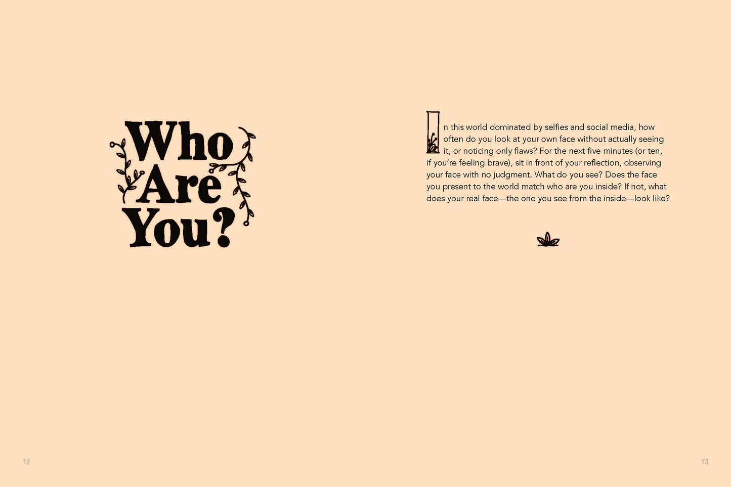 Inside view of 'Write it! 100 Poetry Prompts to Inspire'  with Text on a beige background with 'Who Are You?' question and additional text.