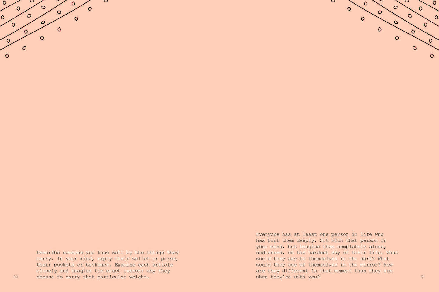 Inside view of 'Write it! 100 Poetry Prompts to Inspire'  with Pink background with text and decorative elements