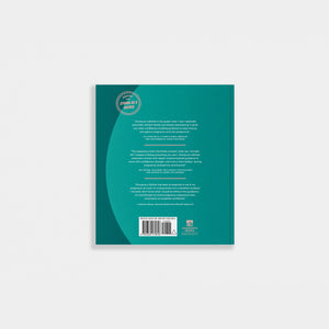 Back cover of a book with text and a barcode on a teal background