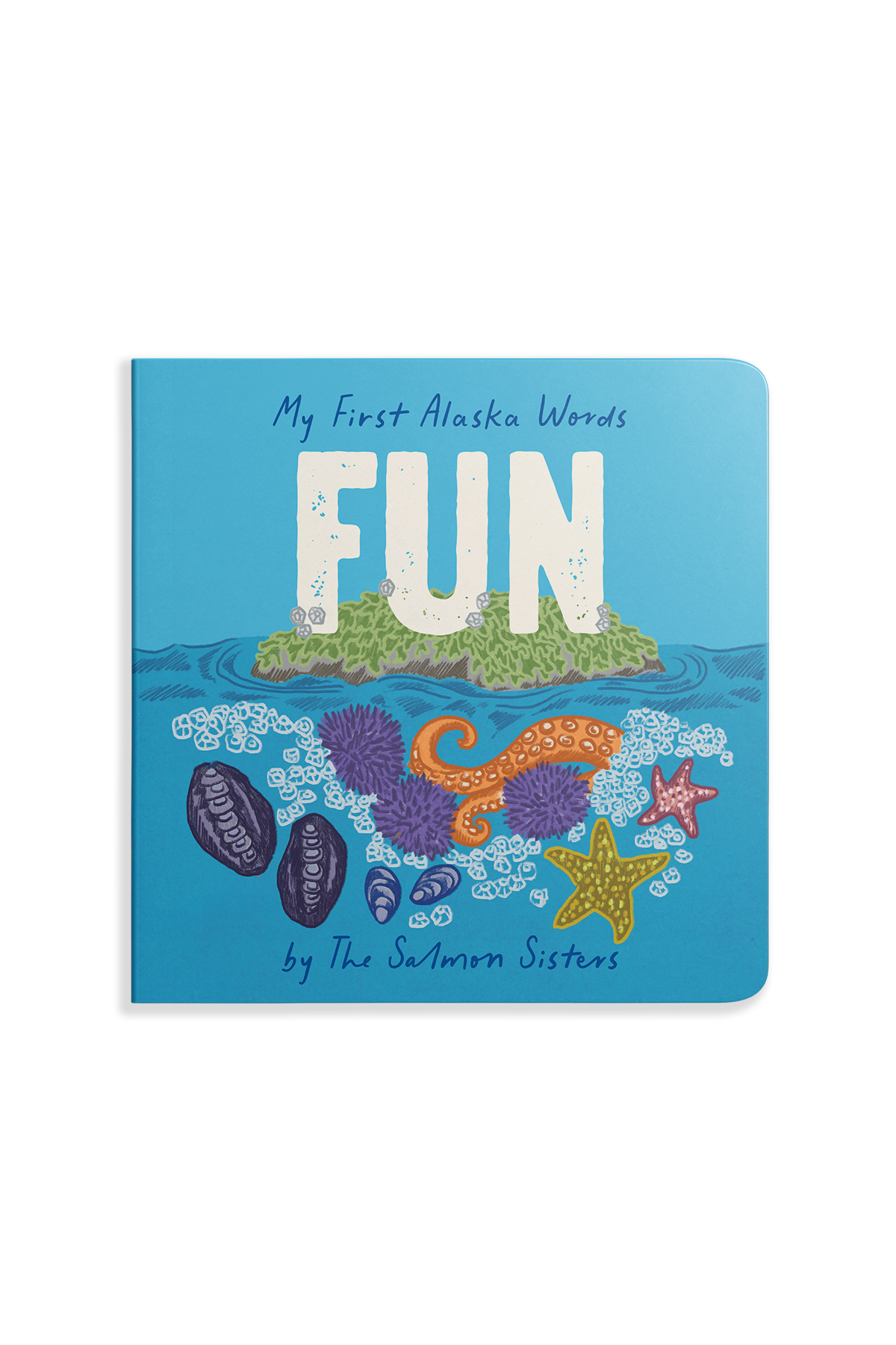 Children's book titled 'My First Alaska Words FUN' with colorful illustrations on a blue background
