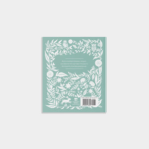 Book cover with white floral and owl design on a light green background