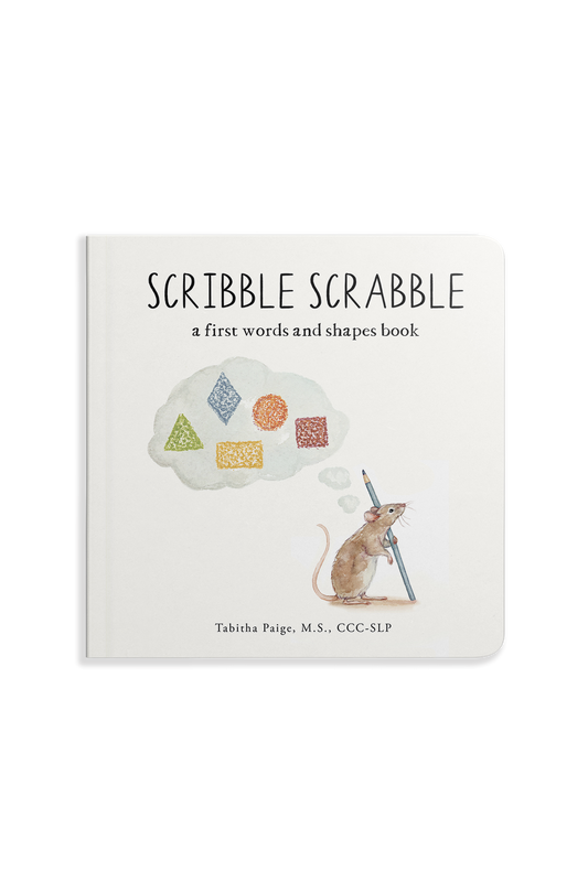 Book titled 'Scribble Scrabble' on a white background