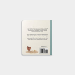 Back cover of a book with illustrations and text on a white background