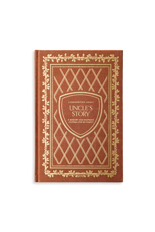 Book titled 'Uncle's Story' with decorative cover on a white background