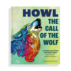 Colorful book cover of 'Howl: The Call of the Wolf' with a wolf illustration on a white background.