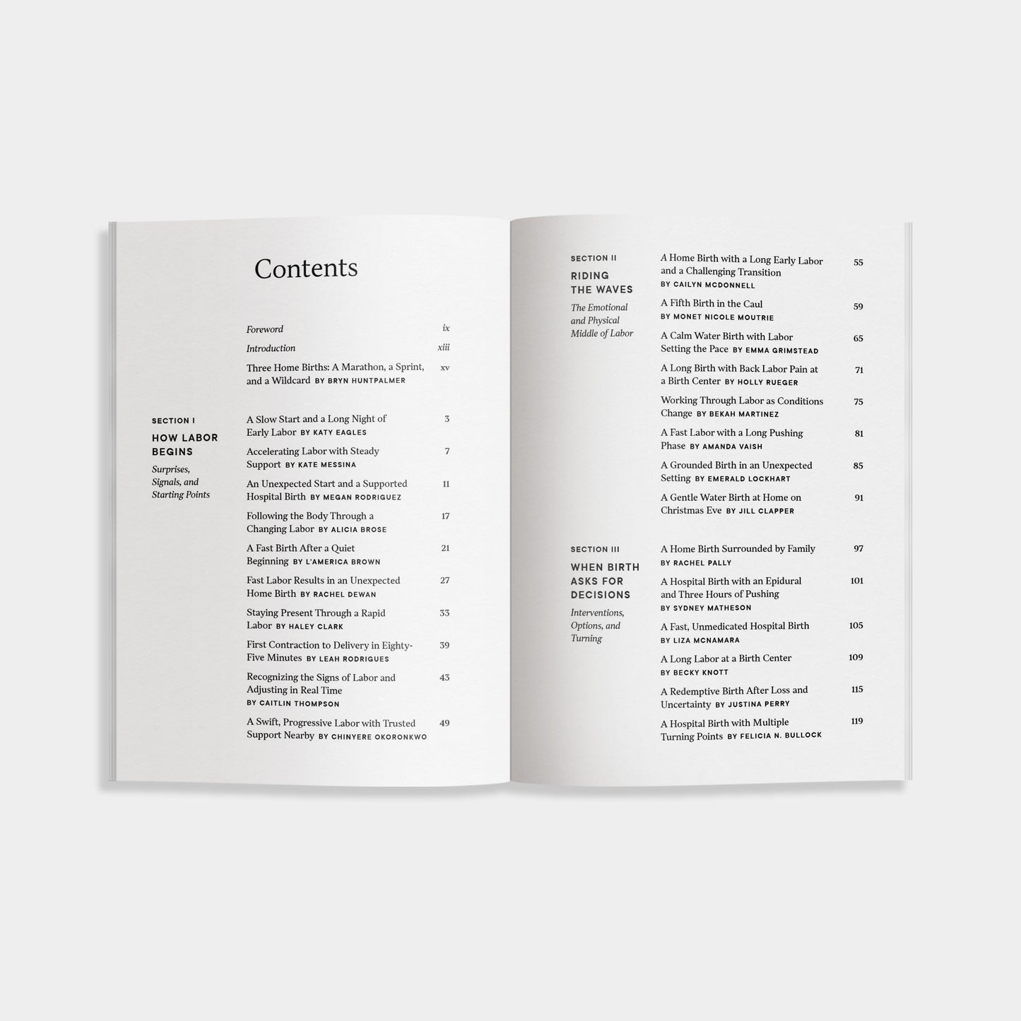 Open book showing a table of contents on a white background
