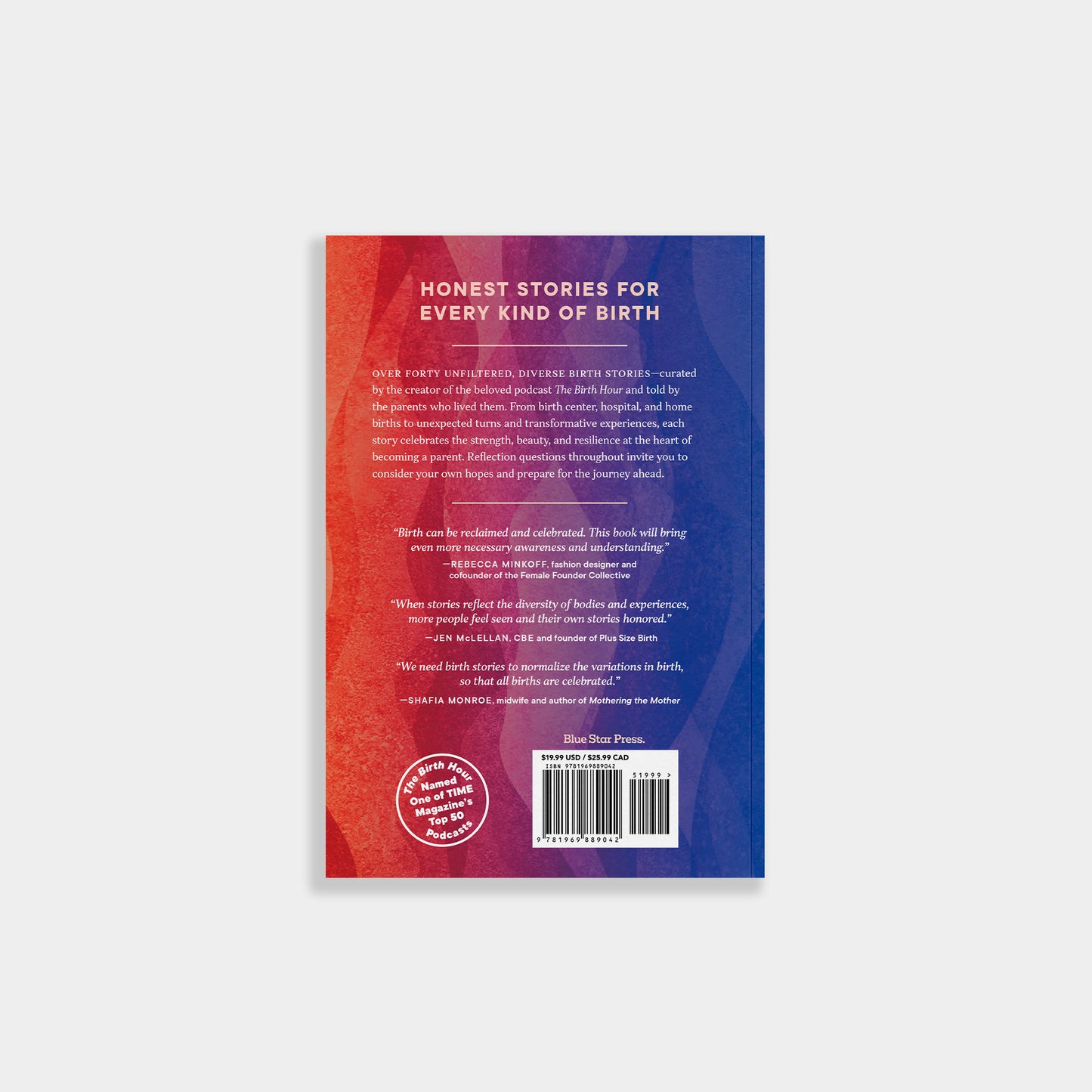 Book cover with red and blue design on a white background