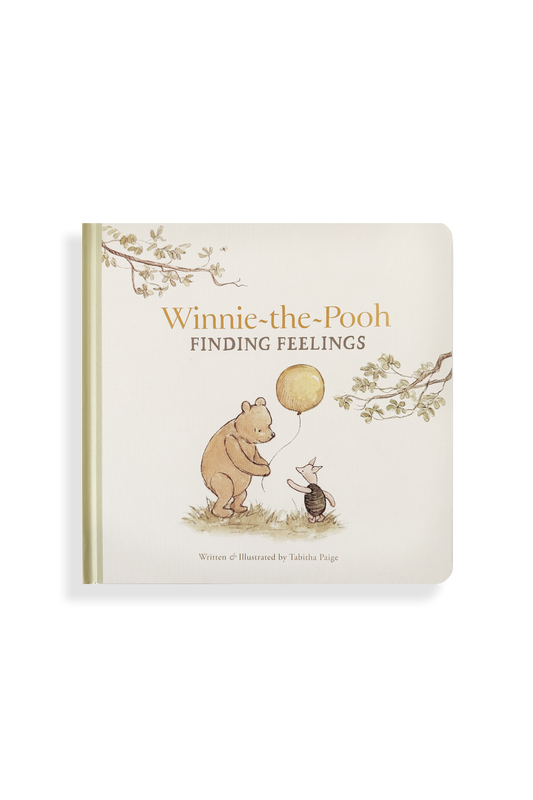 Book titled 'Winnie-the-Pooh: Finding Feelings' with illustrations on a white background