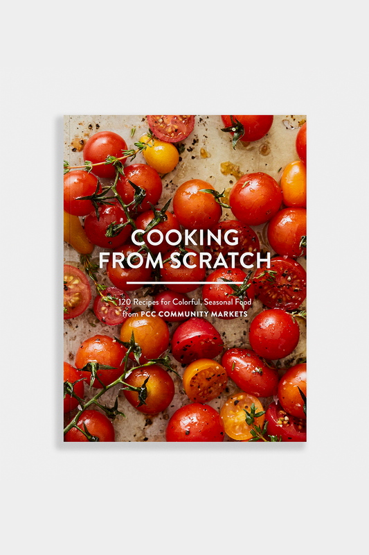 Book cover of 'Cooking from Scratch' with tomatoes on a white background